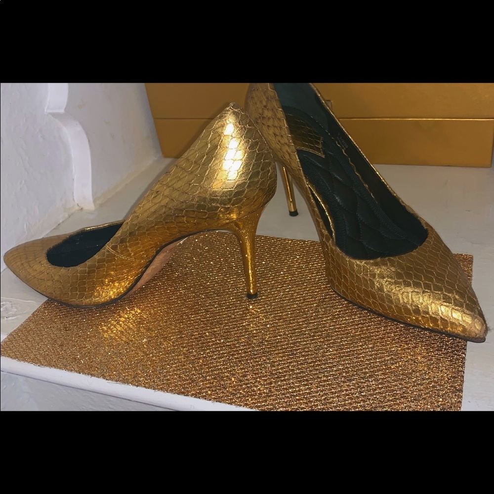 Gold leather Brian Atwood heels